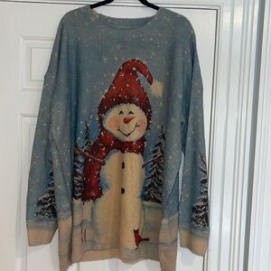 Festive Snowman Sweater - Blue and Red